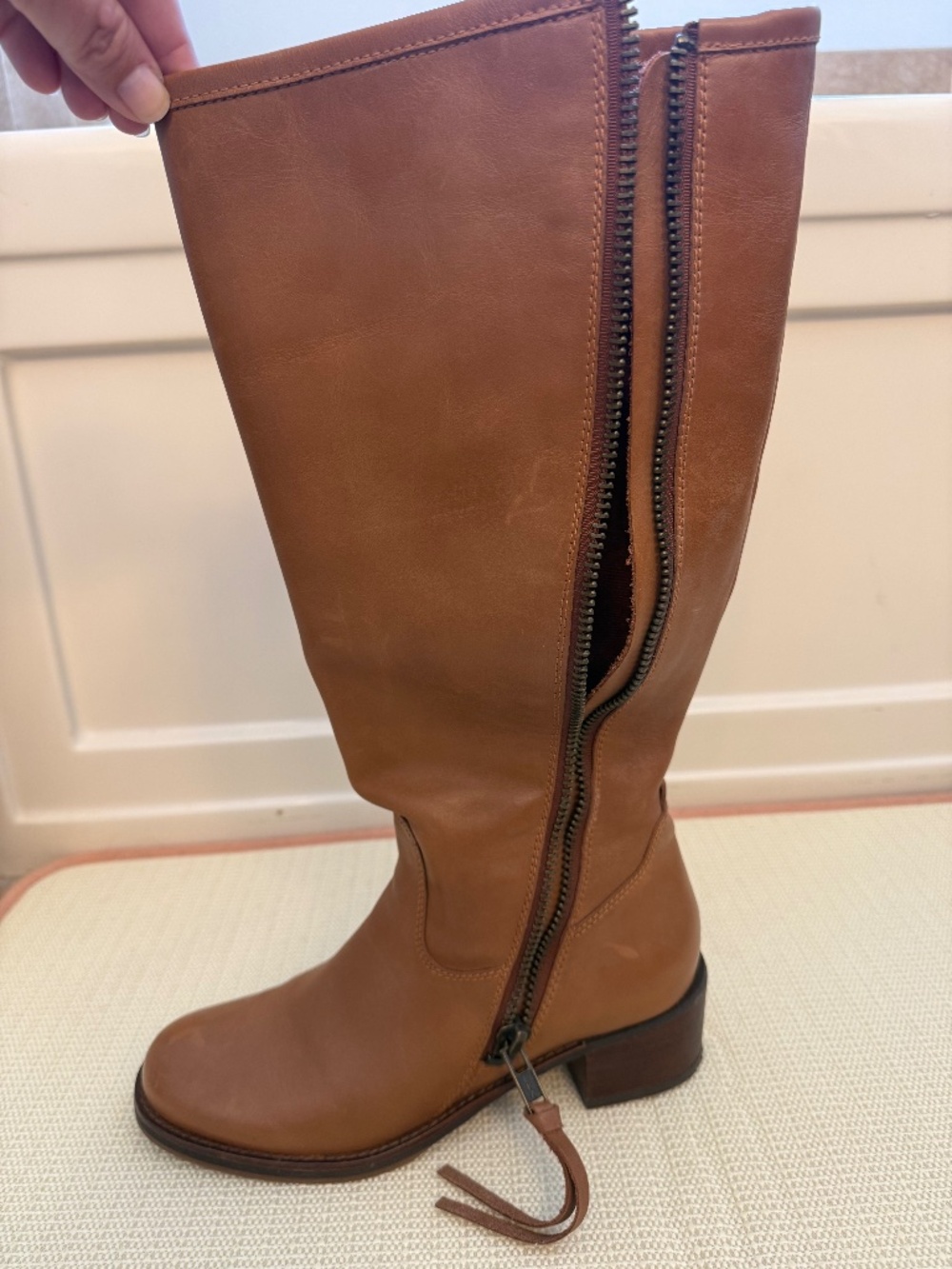 Lucky Brand Leather Knee-High Riding Boots Wide Calf